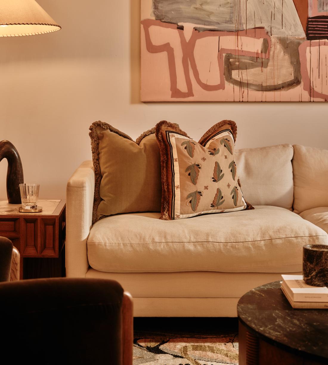 Arthur Square Cushion - Ochre - Lifestyle - Image 1