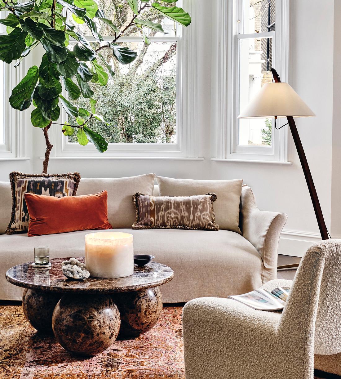 Roma Three Seater Sofa - Linen - Bisque - US - Lifestyle - Image 1