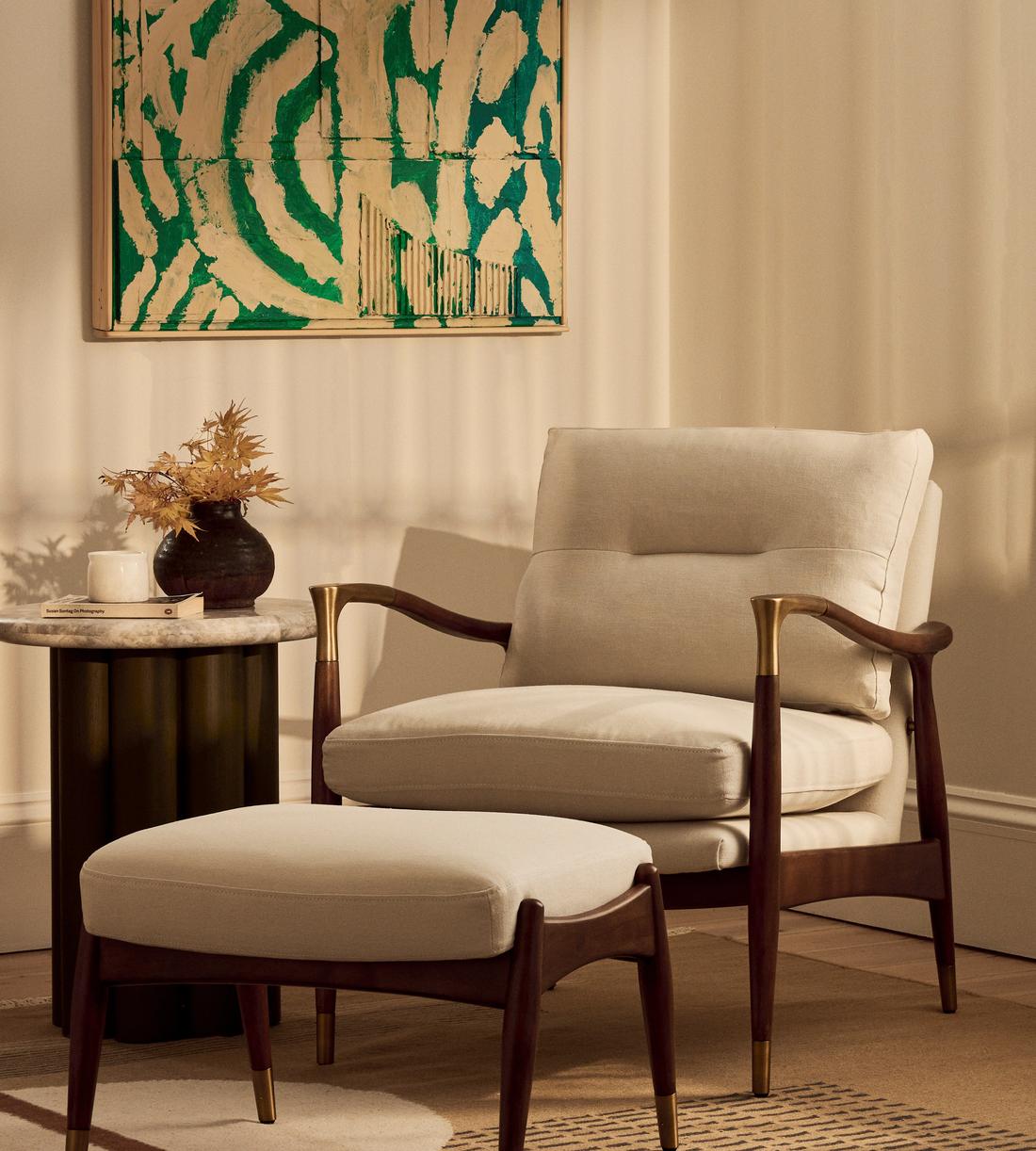Theodore Footstool - Linen - Natural - Lifestyle - Image 3