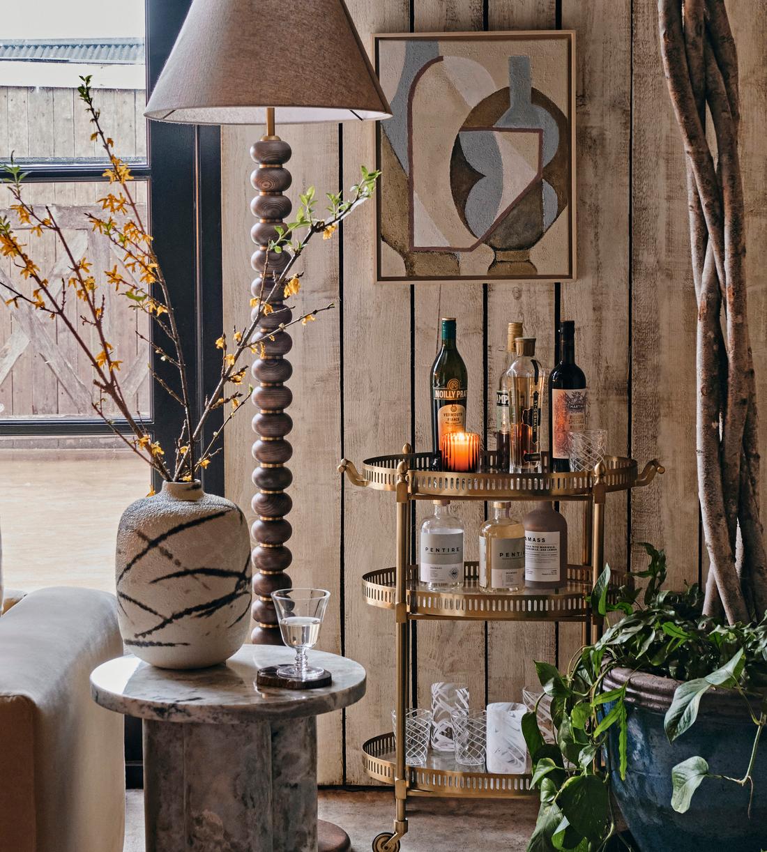 Oval Bar Cart - Brass - Lifestyle - Image 1