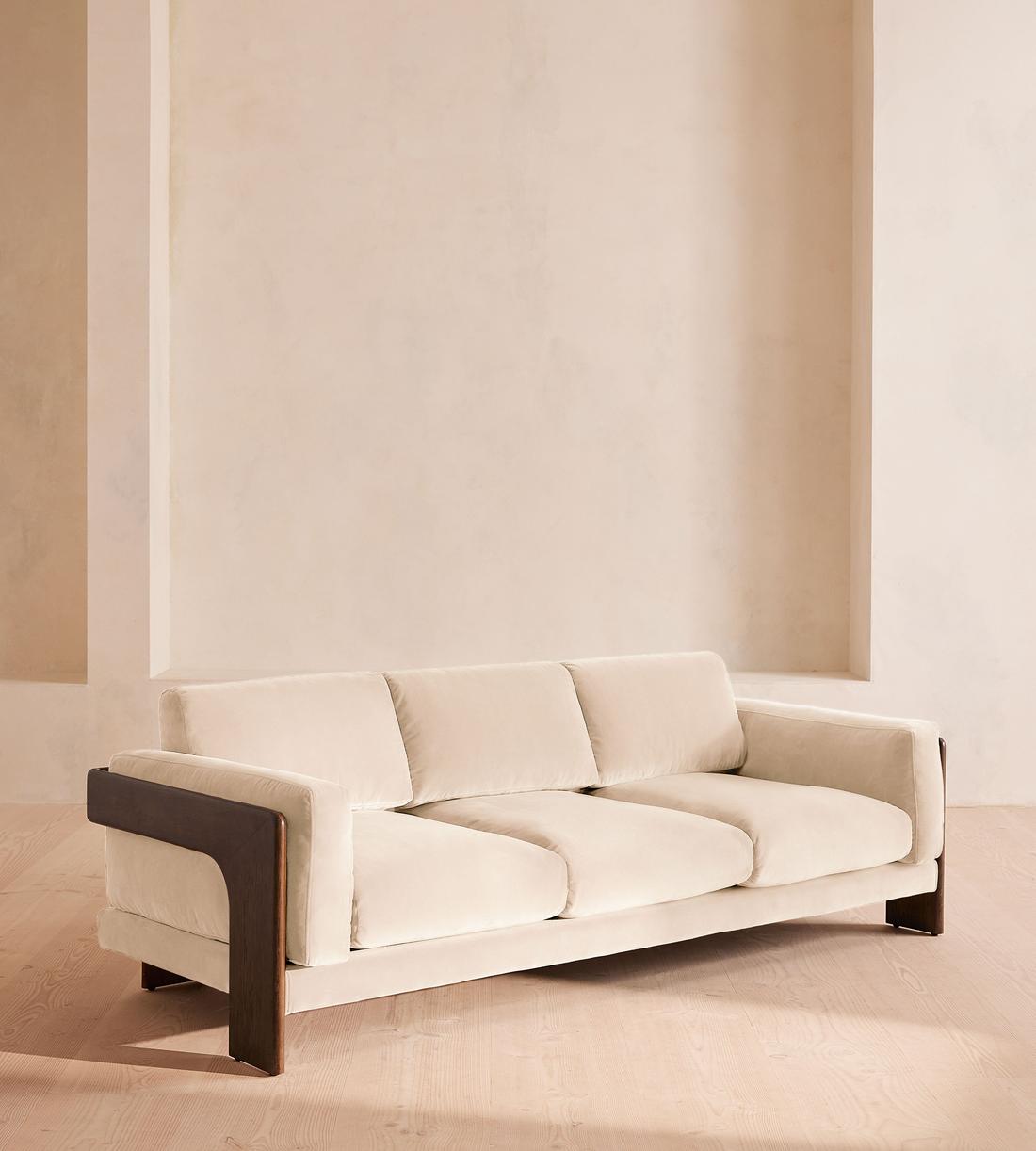 Marcia Three Seater Sofa - Velvet - Porcelain - US - Listing - Image 1
