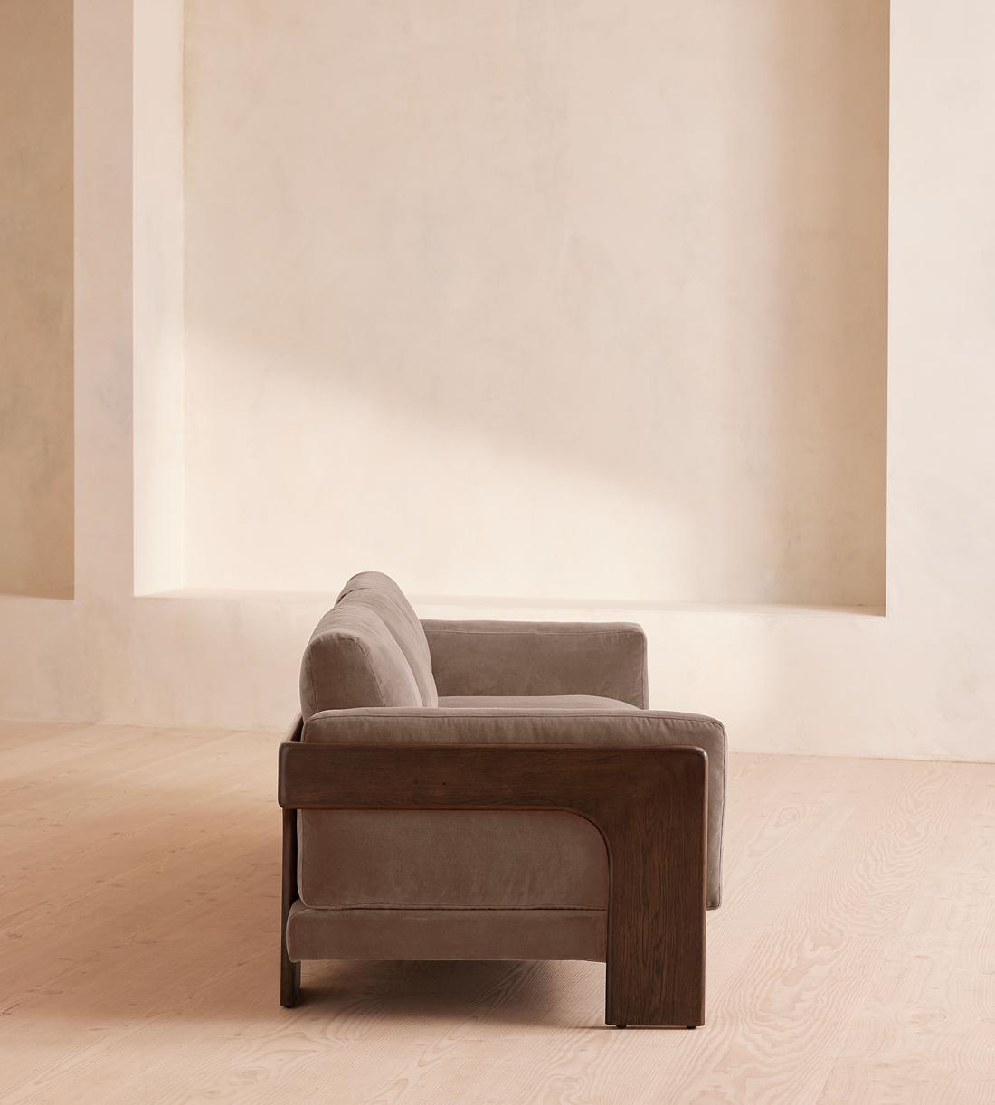 Marcia Three Seater Sofa - Velvet - Taupe - Images - Image 3