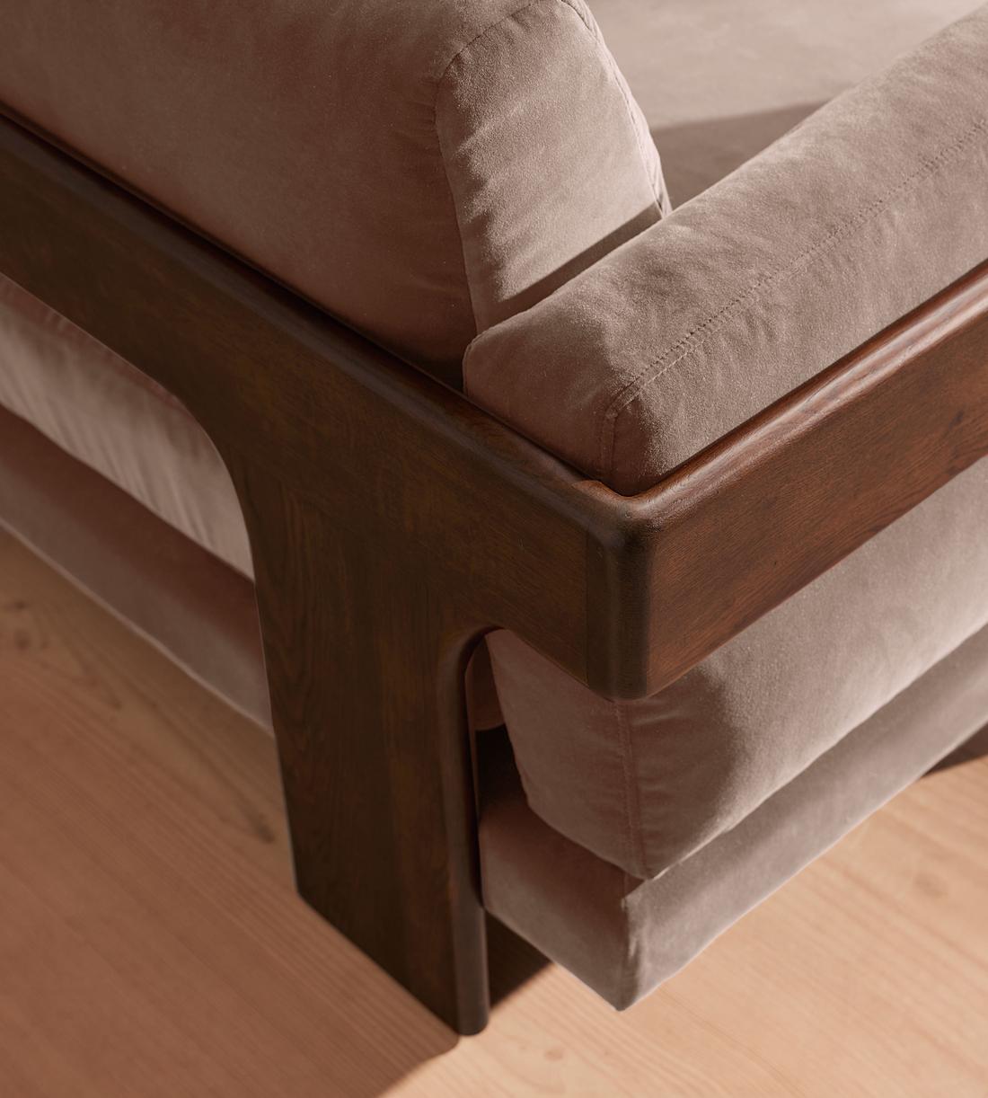 Marcia Three Seater Sofa - Velvet - Taupe - Images - Image 5