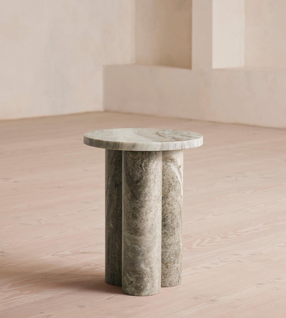Tisbury Side Table - Dark Terra Bianca Marble - Listing - Image 1