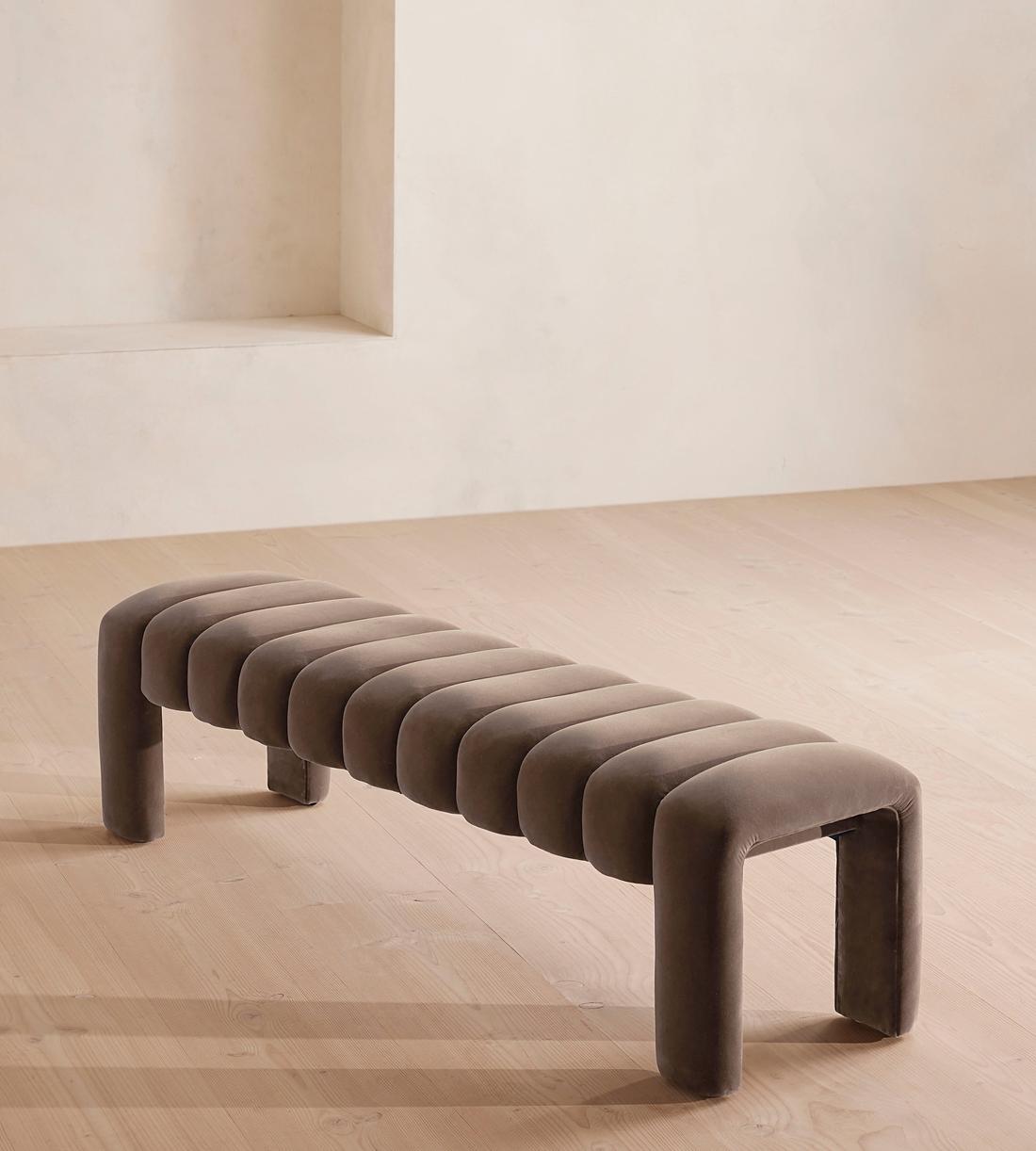 Willis Bench - Velvet - Taupe - Images - Image 4