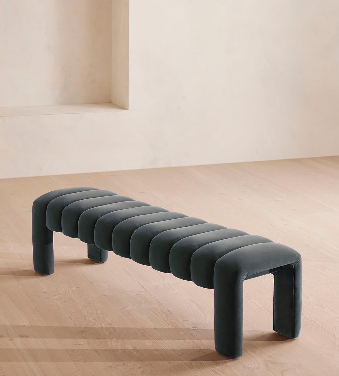 Willis Bench - Velvet - Grey Blue US - Images - Image 4