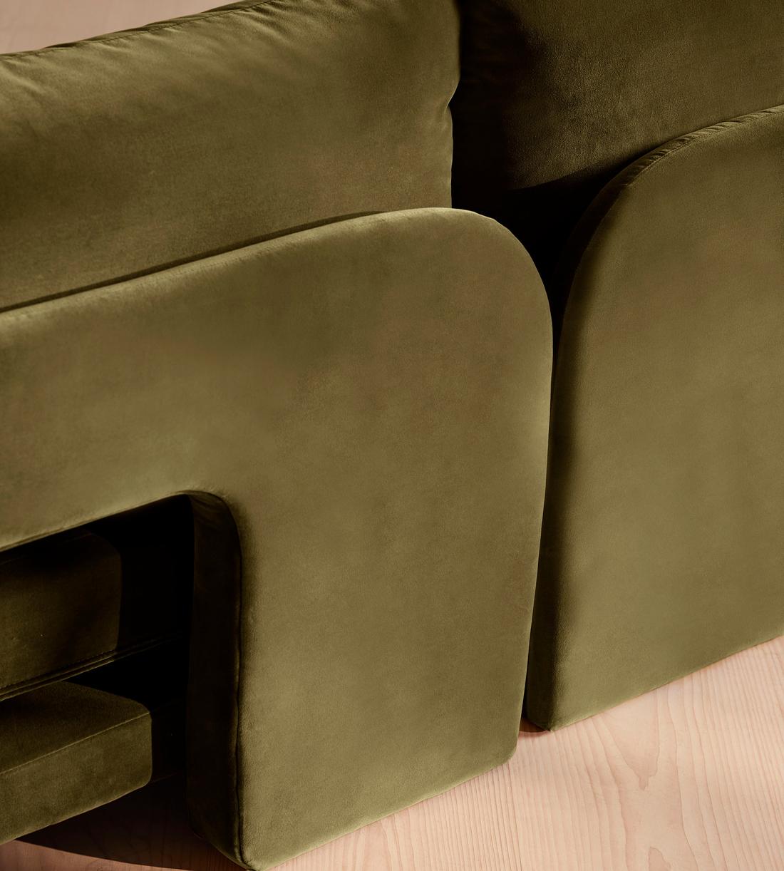 Odell Sectional Sofa - Corner Sofa - Velvet - Olive - US - Images - Image 5