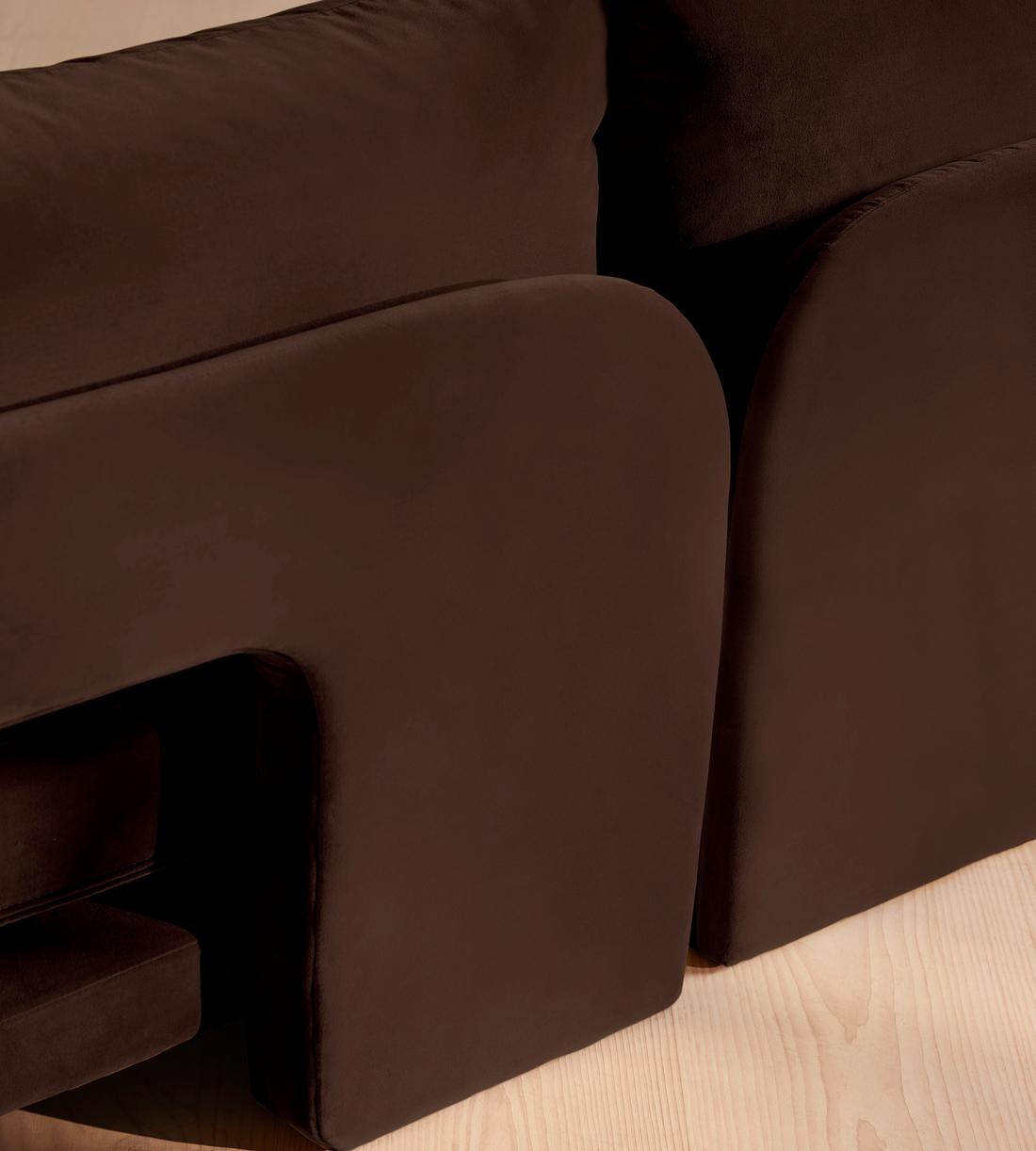 Odell Deeper Sit Sectional Sofa - Three Seater - Velvet - Chocolate US - Images - Image 6