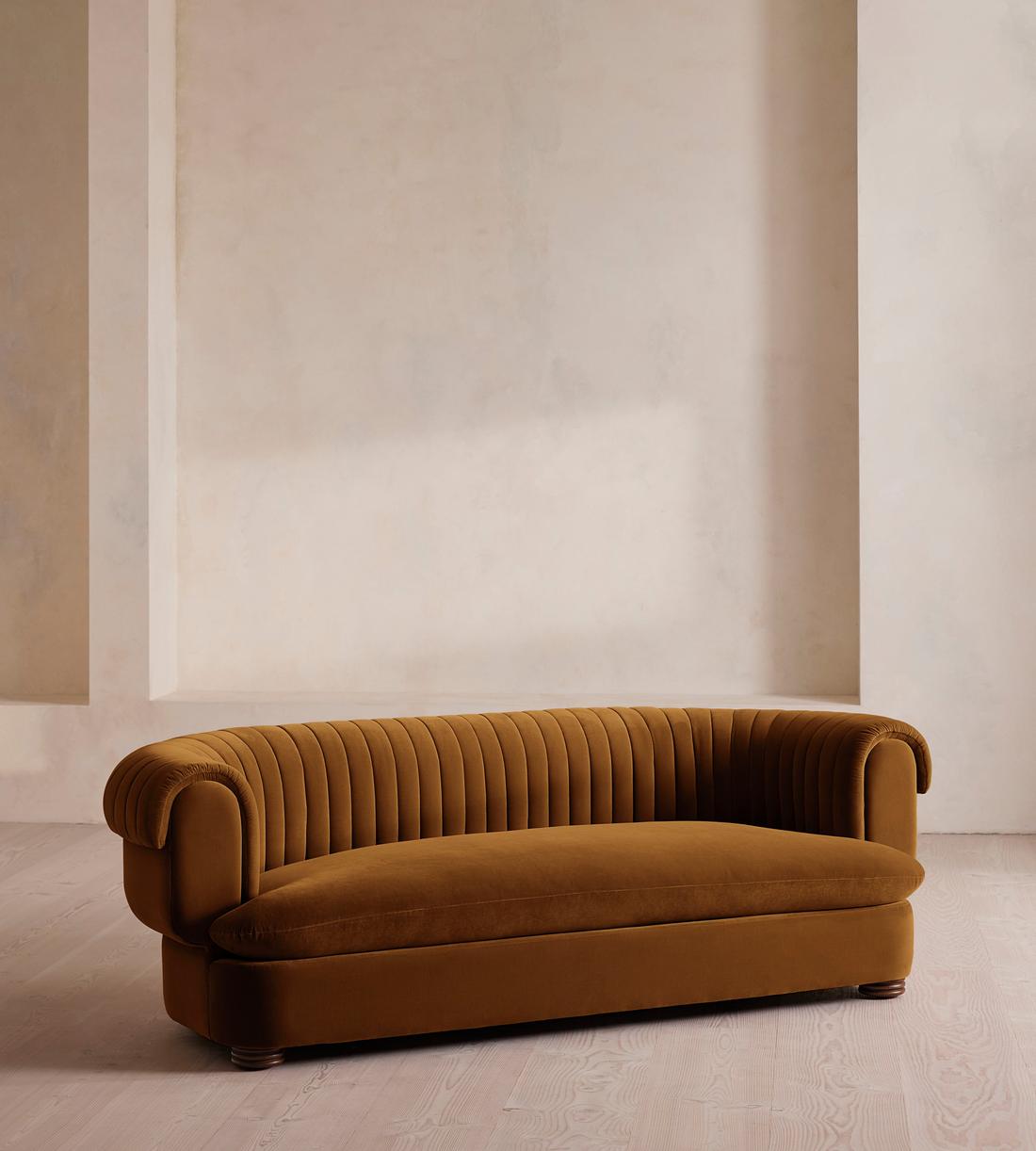 Rava Three Seater Sofa - Velvet - Mustard - US - Listing - Image 1