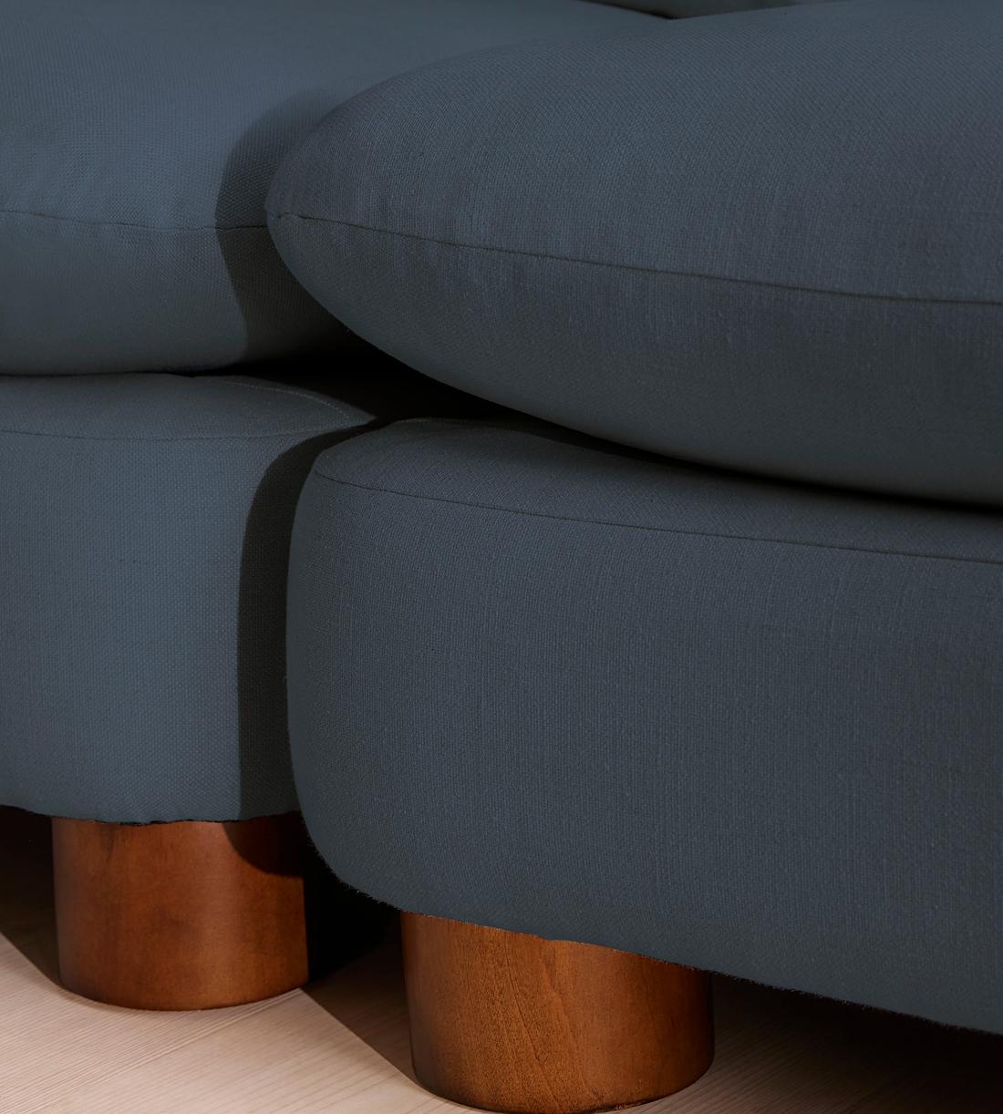 Vivienne Deeper Sit Modular Sofa - Three Seater - Linen - Prussian Blue - Images - Image 6