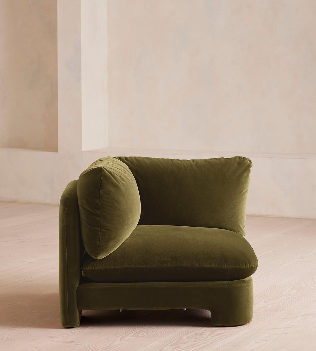 Odell Deeper Sit Sectional Sofa - Armless Module - Olive Velvet - US - Image 7