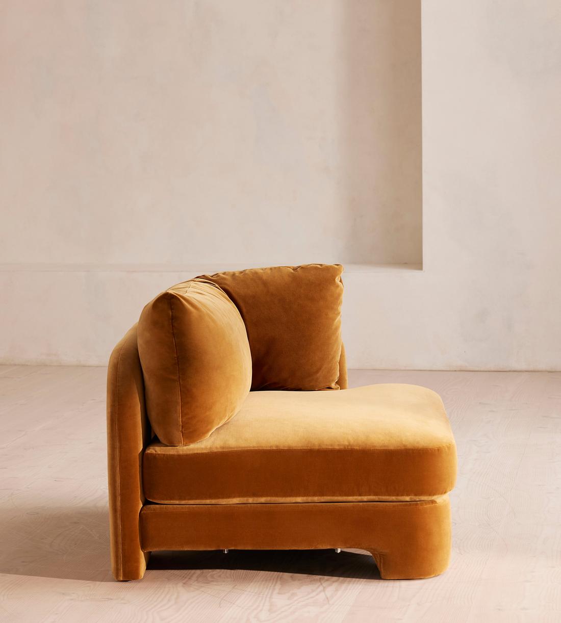 Odell Deeper Sit Sectional Sofa - Armless Module - Mustard Velvet - US - Image 9