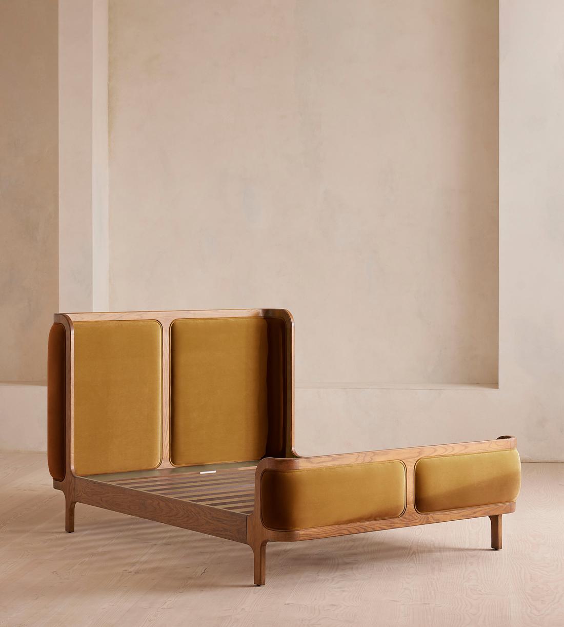 Belsa Bed - Light Oak - Superking - Velvet - Mustard - Images - Image 3