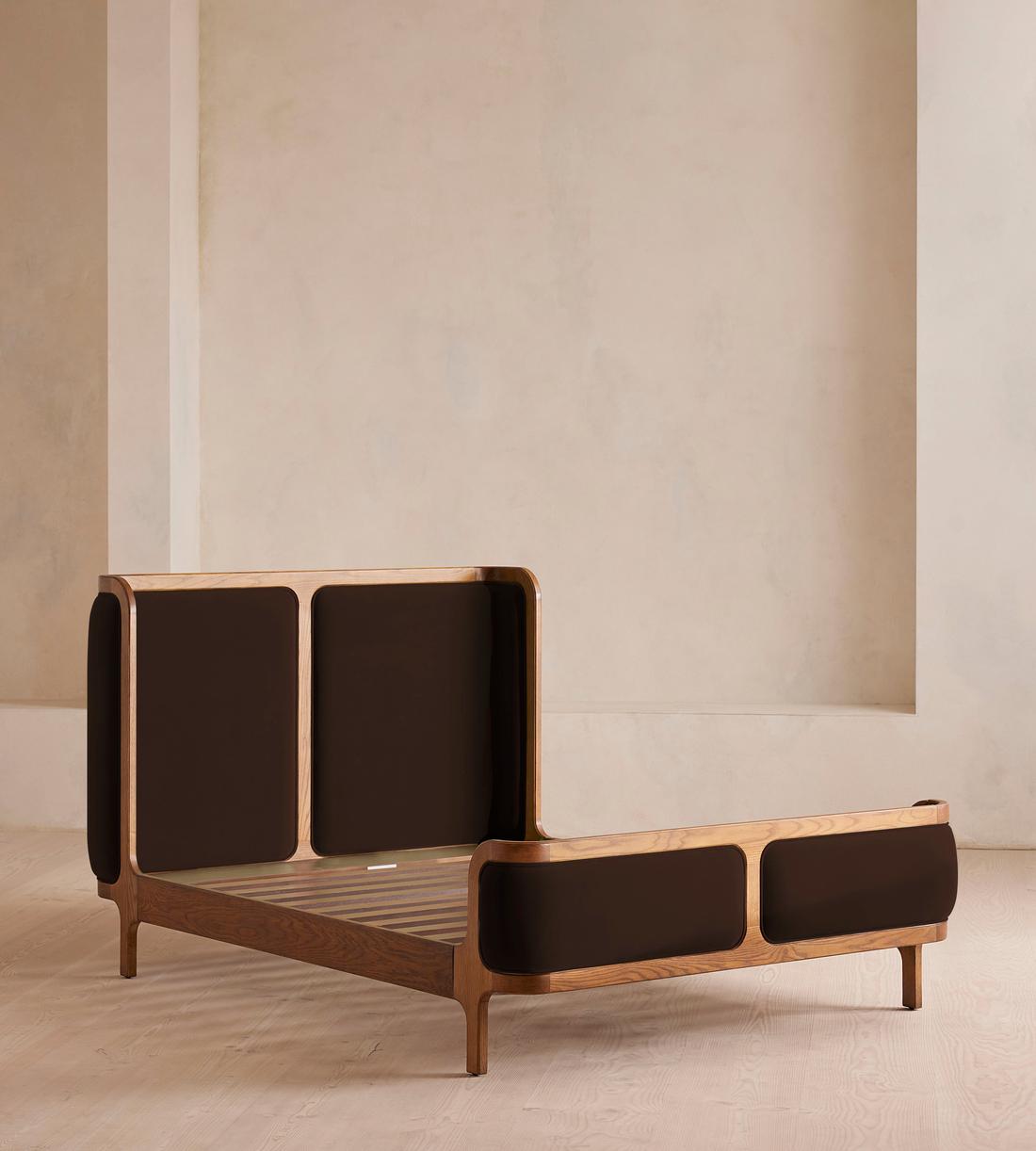 Belsa Bed - Light Oak - Queen - Velvet - Chocolate - US - Images - Image 3