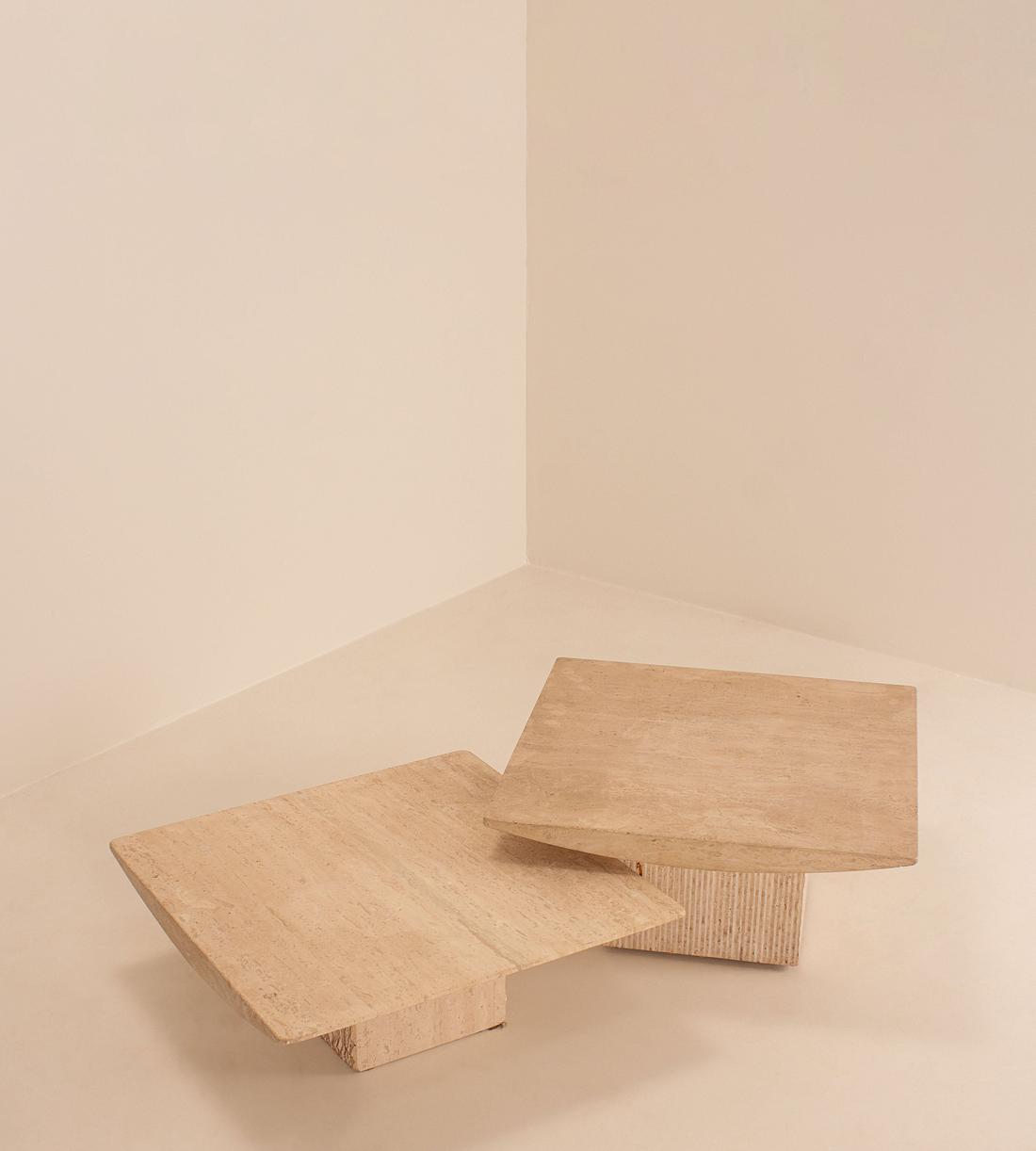 Vintage Mid Century Coffee Table Set - Travertine - Listing - Image 2