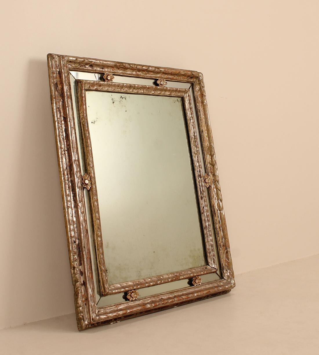 Vintage Silver Gilded Mirror - Foxed Glass - France - Images - Image 3
