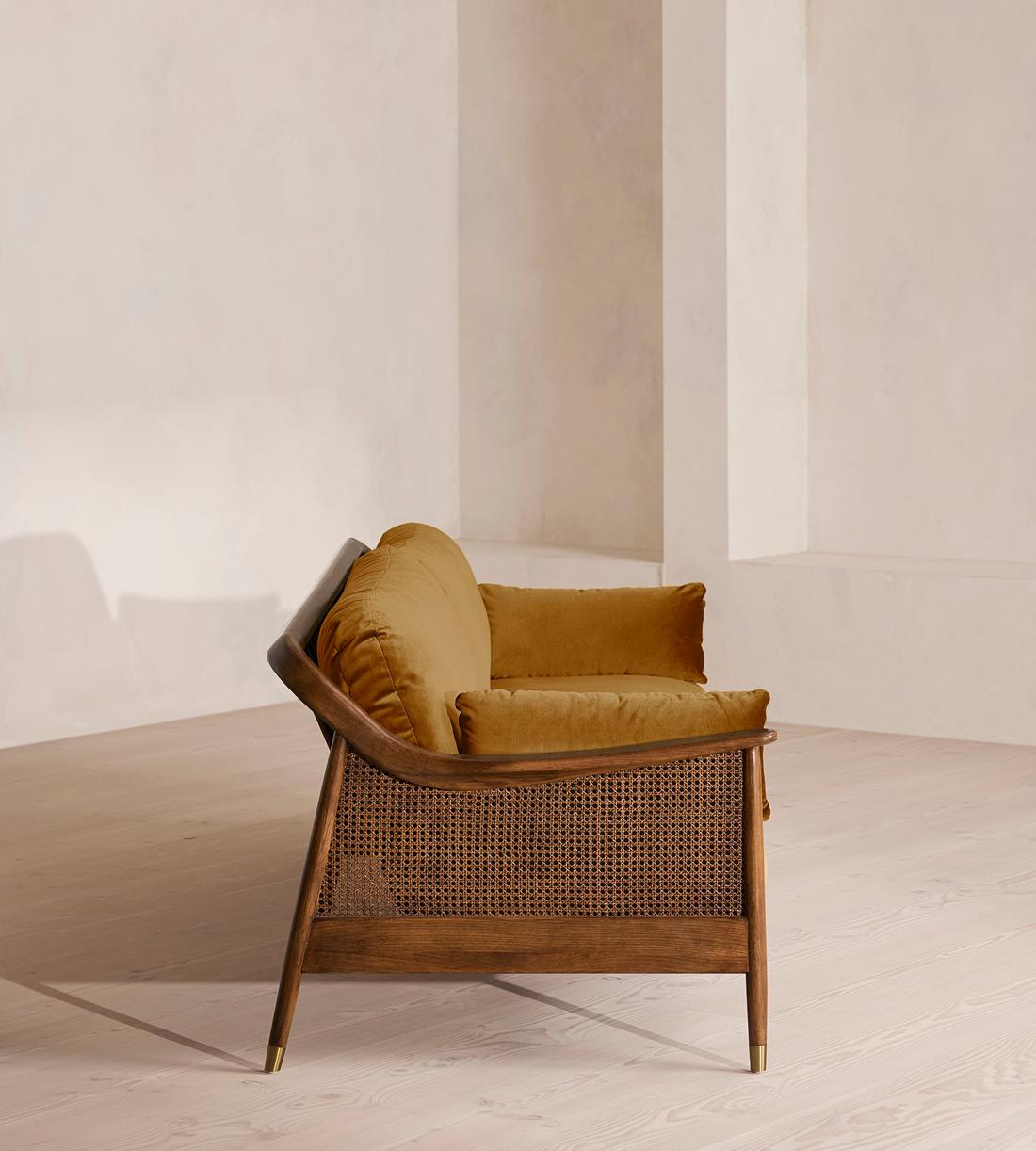 Atlanta Four Seater Sofa - Velvet - Mustard - US - Images - Image 3