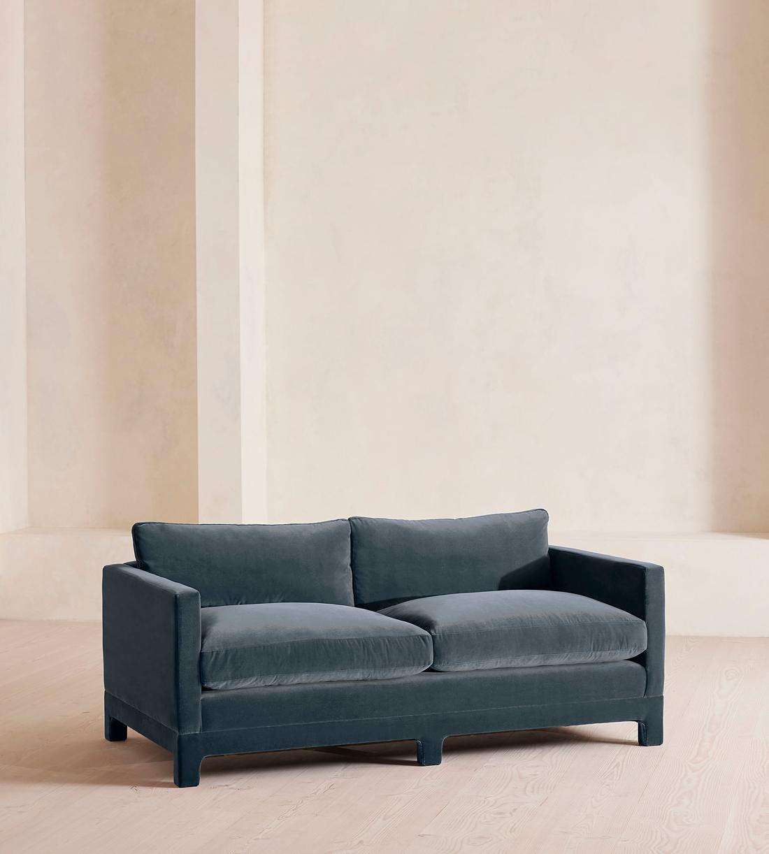 Ashford Two Seater Sofa - Velvet - Grey Blue - Listing - Image 1
