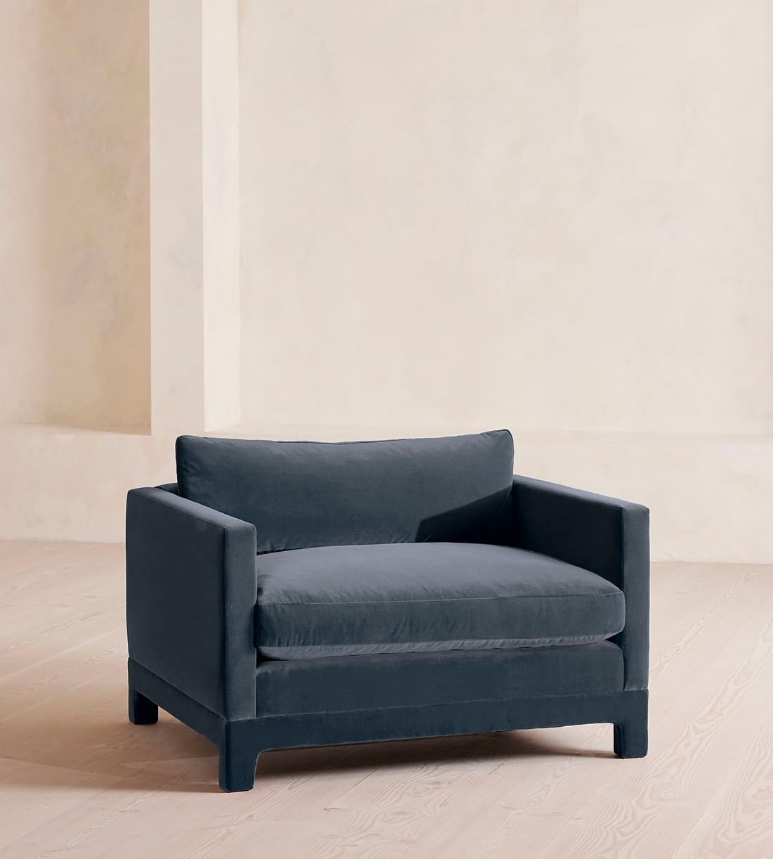 Ashford Loveseat Sofa - Velvet - Grey Blue - Listing - Image 1