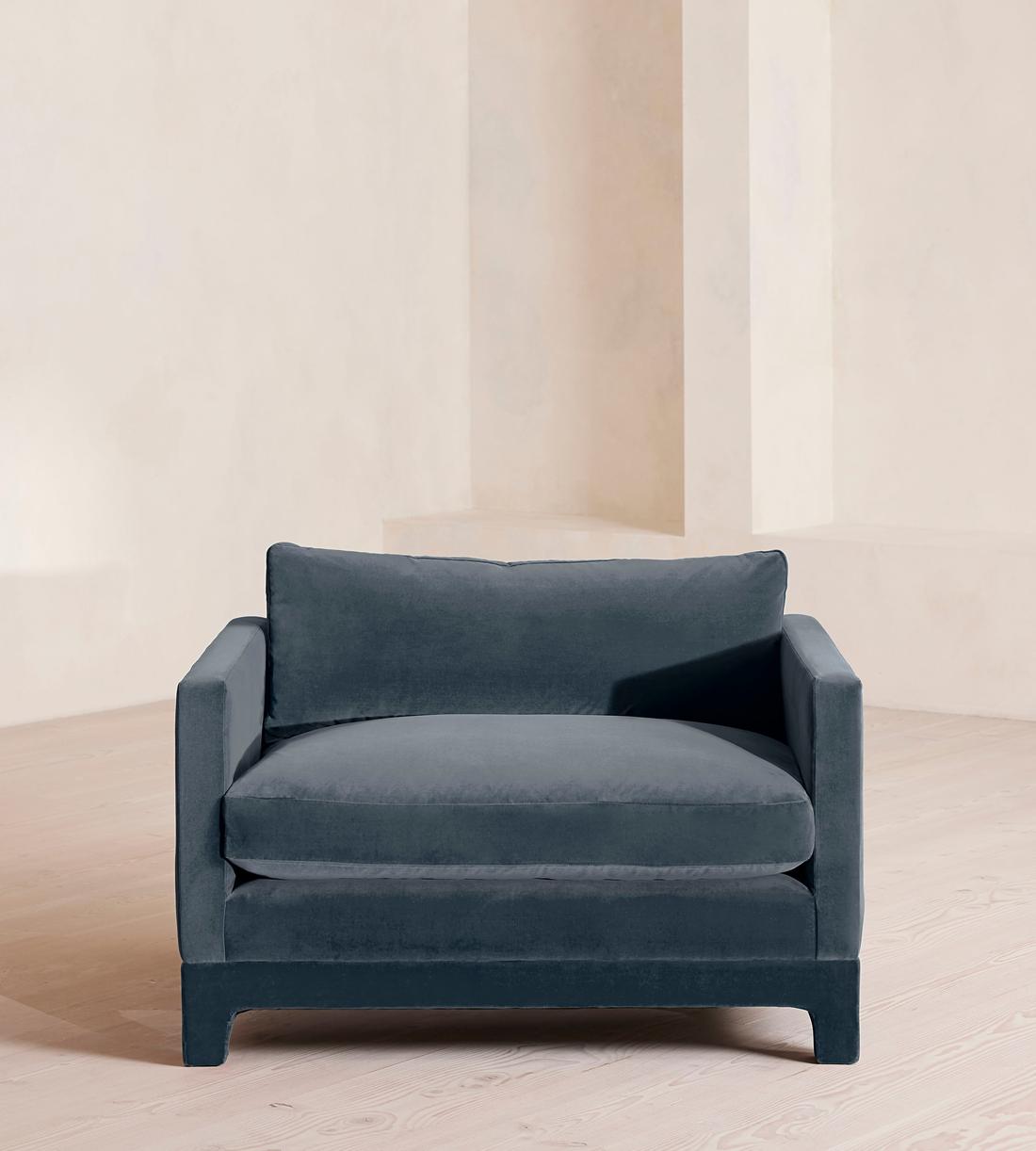 Ashford Loveseat Sofa - Velvet - Grey Blue - Listing - Image 2
