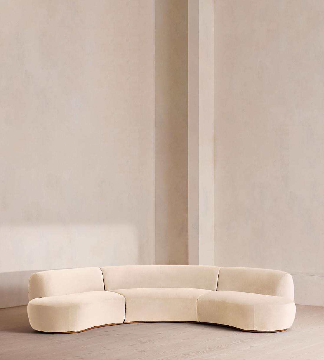 Aline Serpentine Sectional Sofa - Four Seater - Porcelain Velvet - US - Listing - Image 1