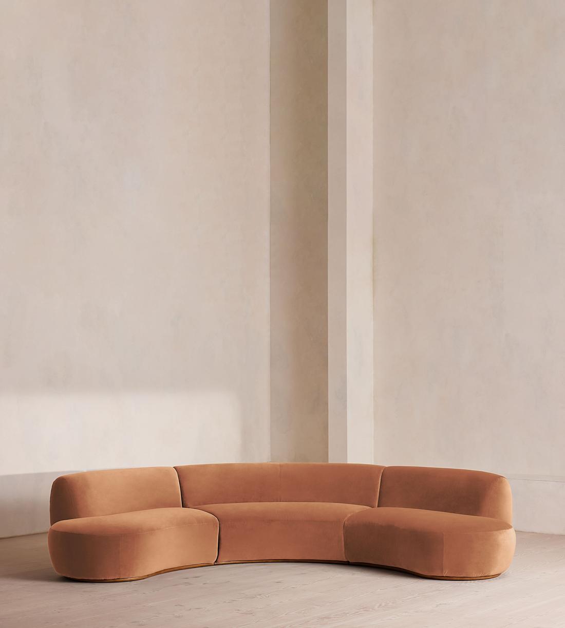 Aline Serpentine Sectional Sofa - Four Seater - Antique Rose Velvet - US - Listing - Image 1