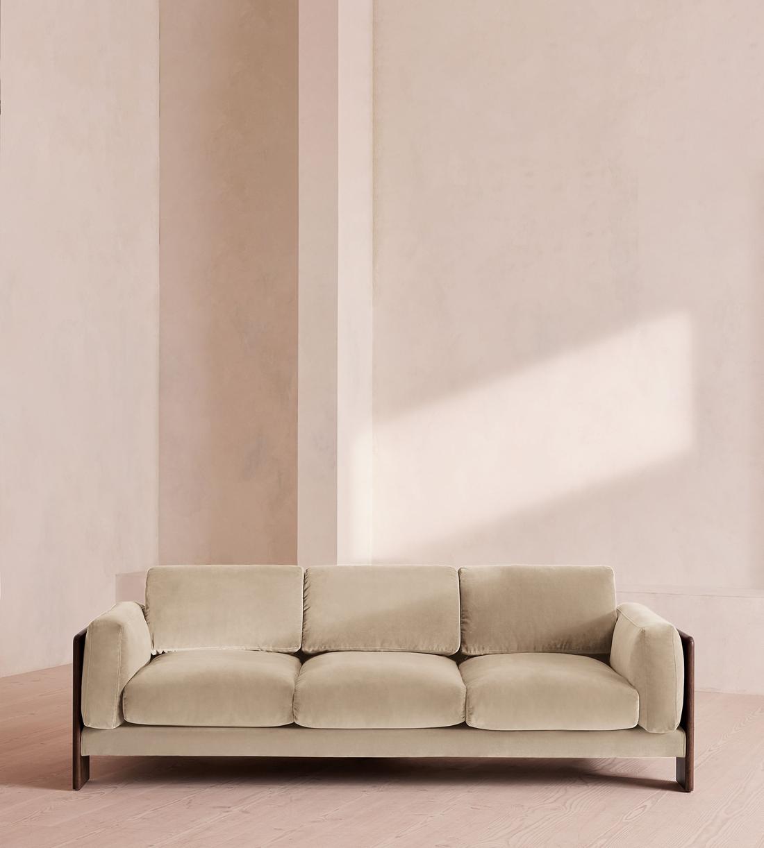 Marcia Three Seater Sofa - Oyster Velvet - US - Listing - Image 1