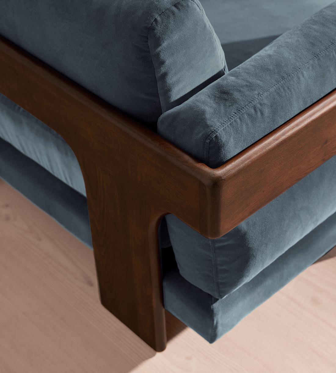 Marcia Three Seater Sofa - Velvet - Grey Blue - Images - Image 5