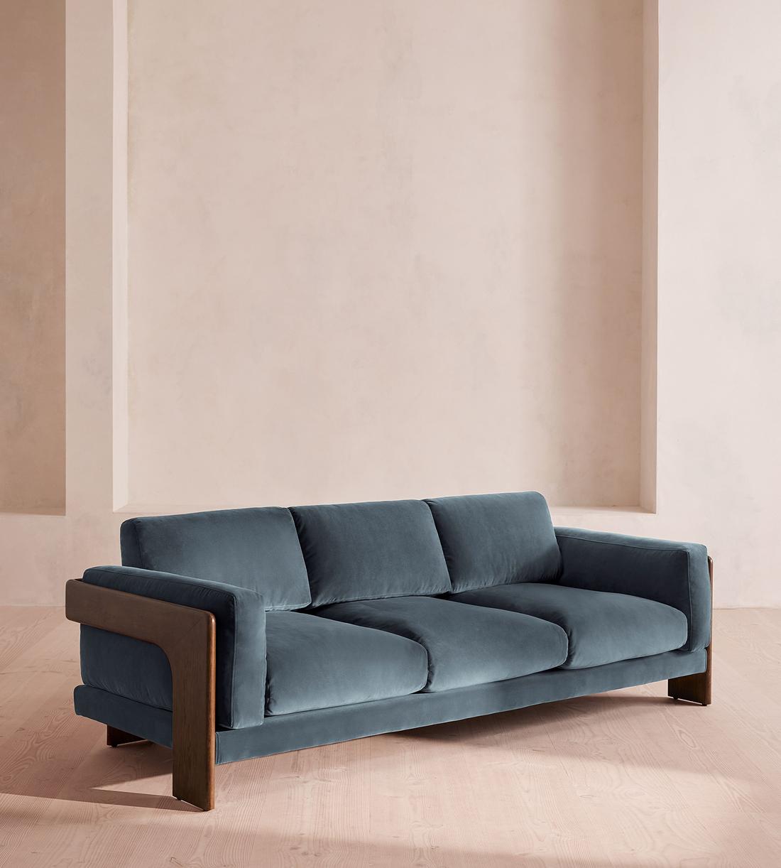 Marcia Three Seater Sofa - Velvet - Grey Blue - US - Listing - Image 2