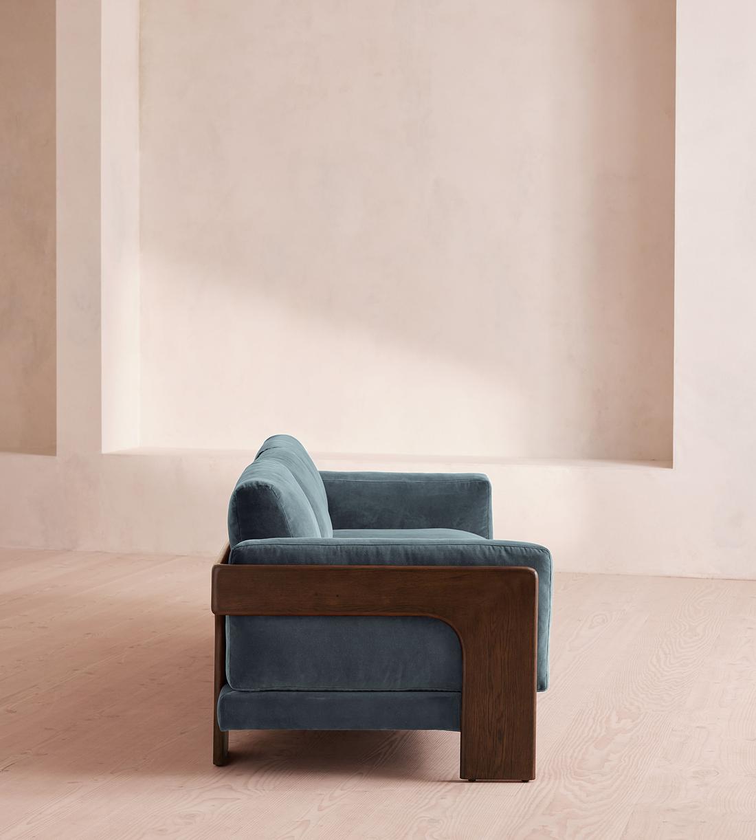 Marcia Three Seater Sofa - Velvet - Grey Blue - US - Images - Image 3