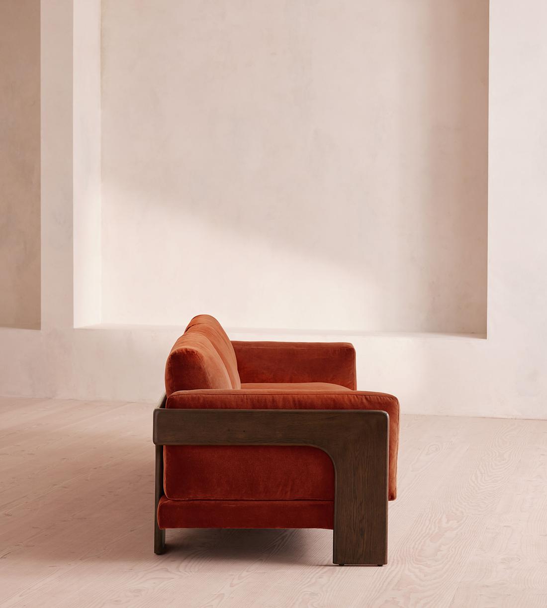 Marcia Three Seater Sofa - Velvet - Rust - Images - Image 6