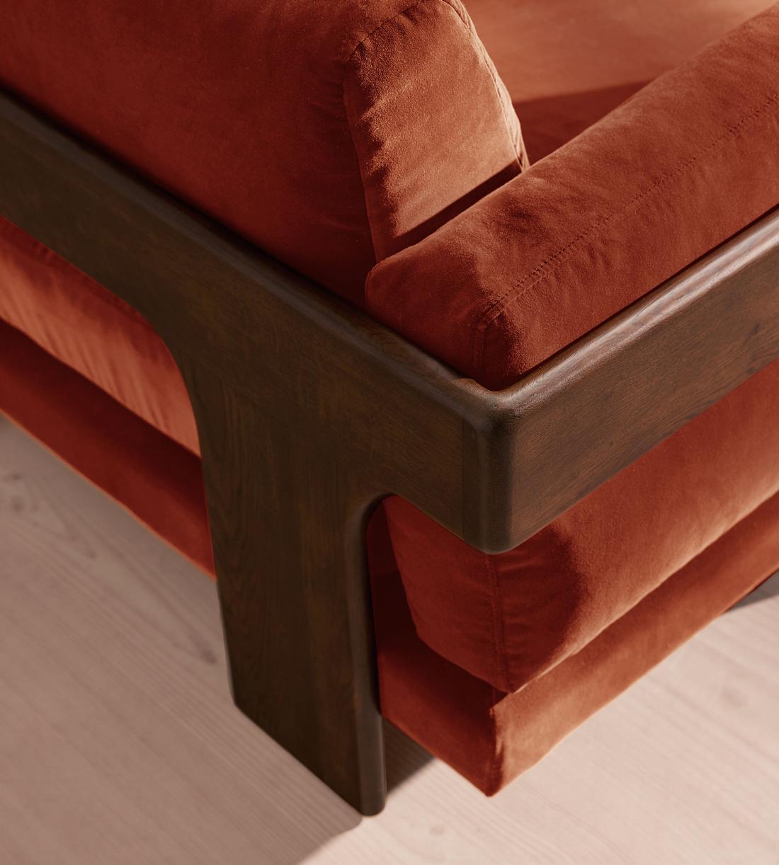 Marcia Three Seater Sofa - Velvet - Rust - Images - Image 8