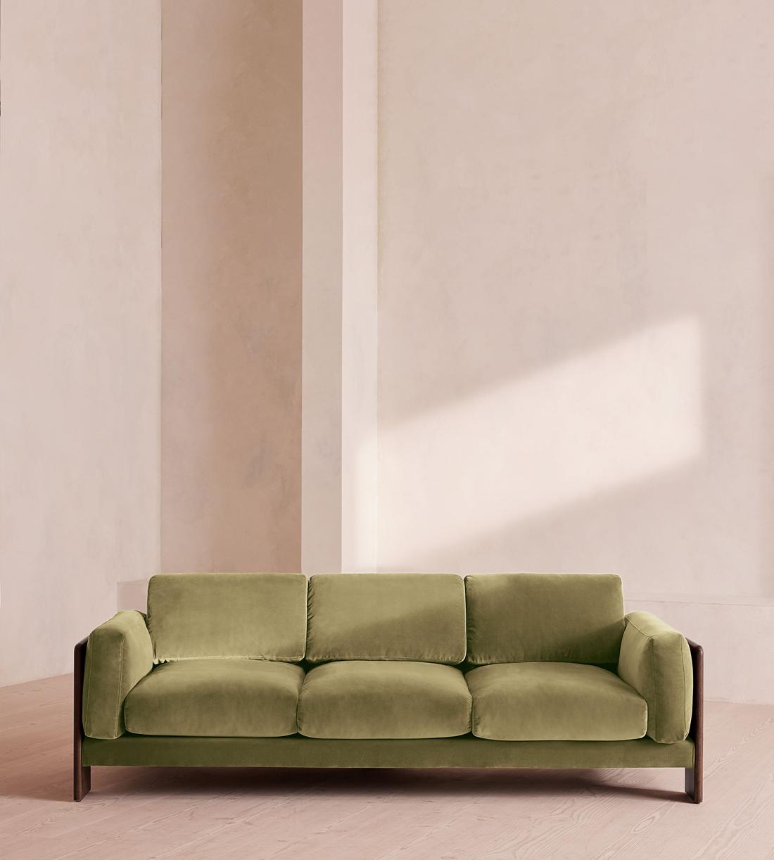 Marcia Three Seater Sofa - Velvet - Lichen - US - Listing - Image 1