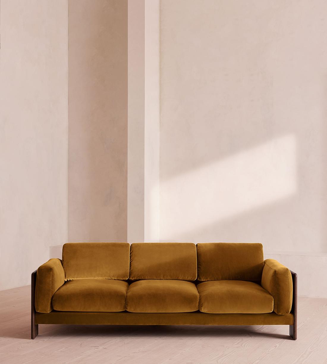 Marcia Three Seater Sofa - Velvet - Mustard - Listing - Image 1