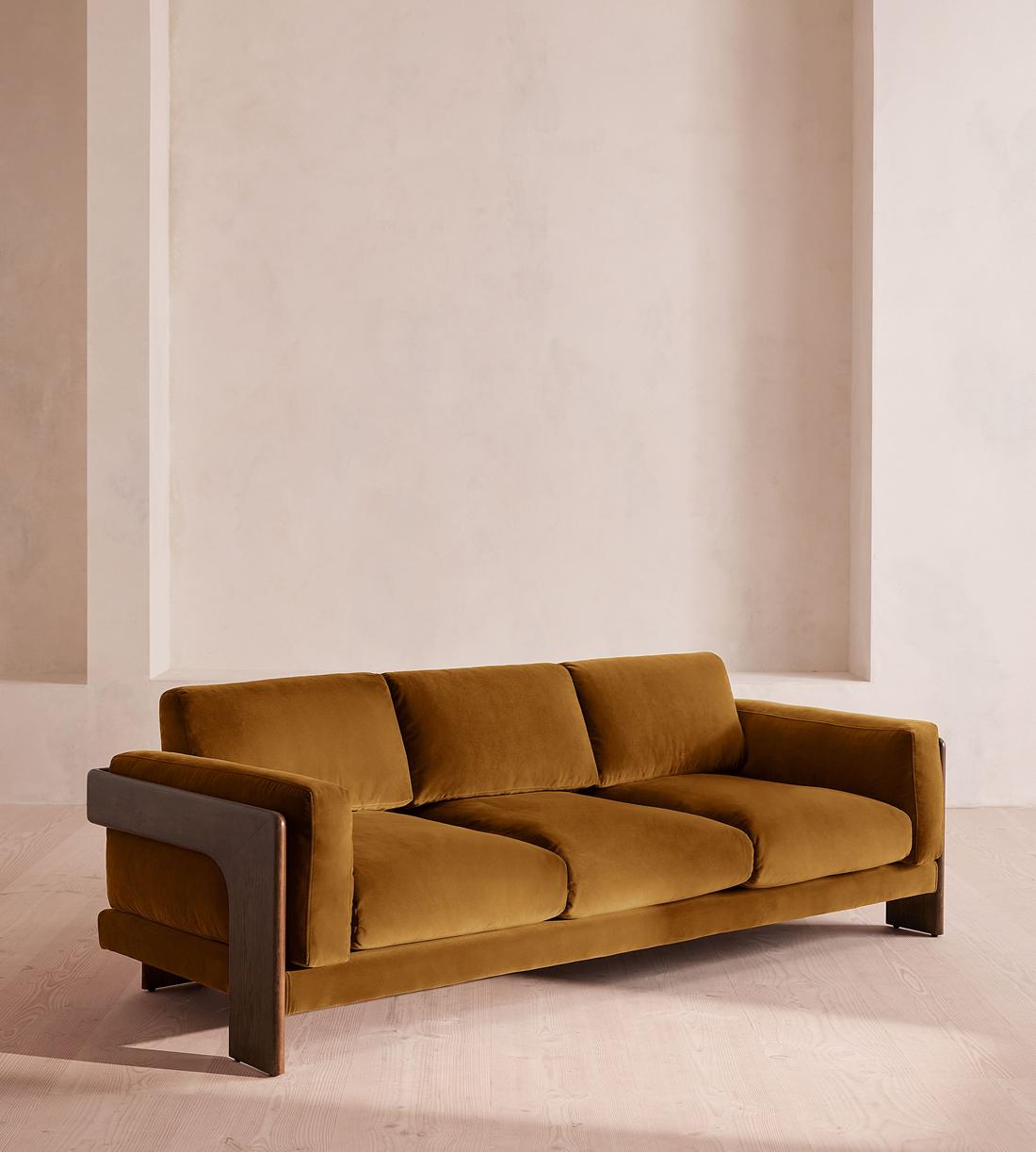 Marcia Three Seater Sofa - Velvet - Mustard - Listing - Image 2