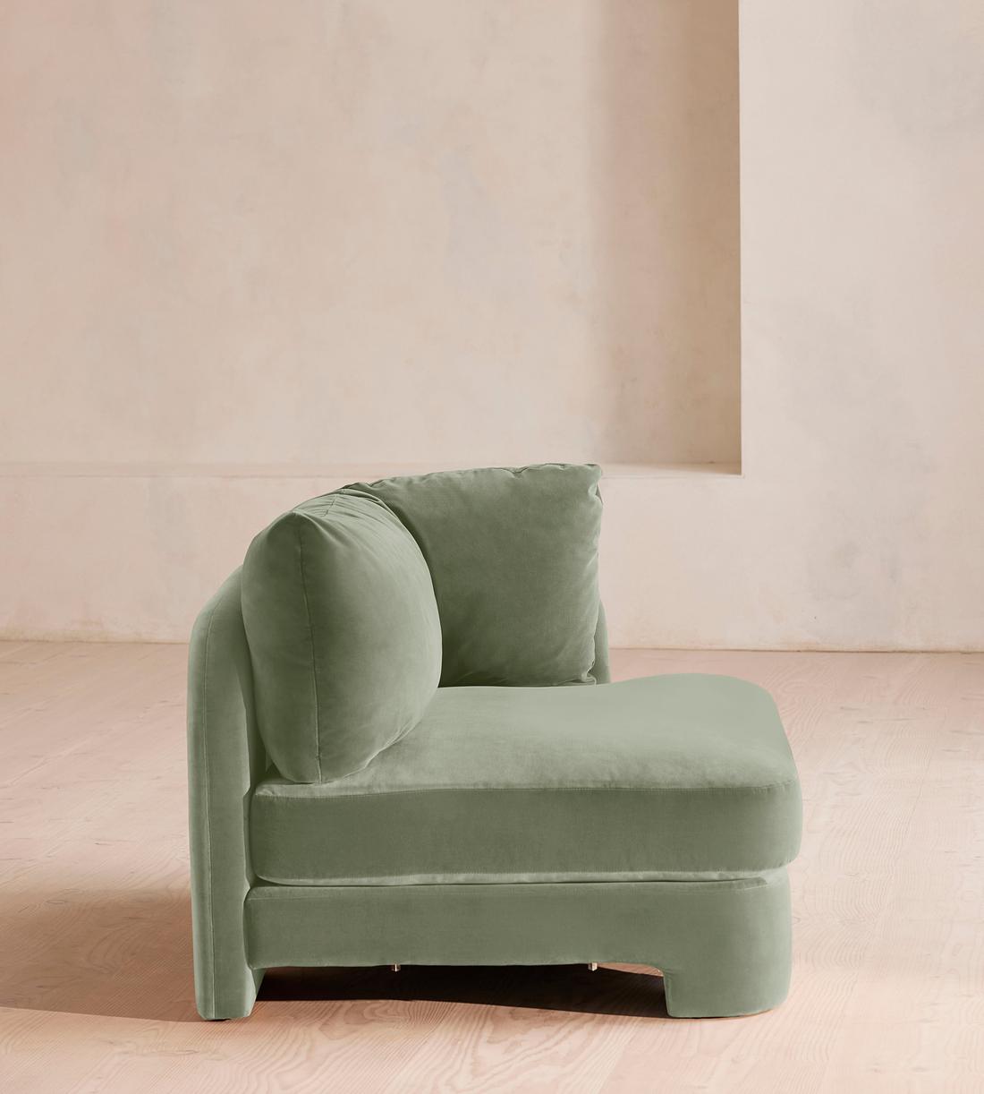 Odell Modular Sofa - Left Arm Module - Velvet - Seafoam - UK - Image 8