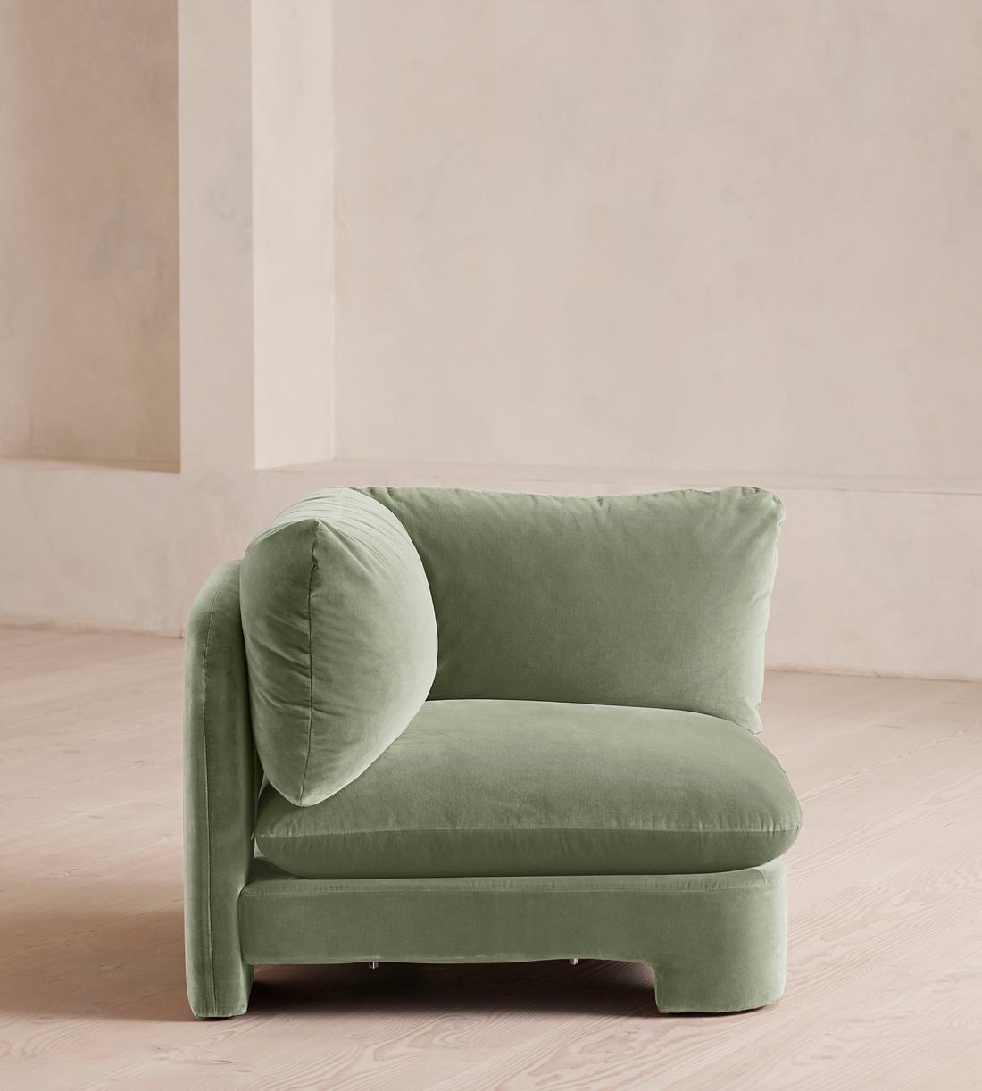 Odell Deeper Sit Sectional Sofa - Left Arm Module - Seafoam Velvet - US - Image 10
