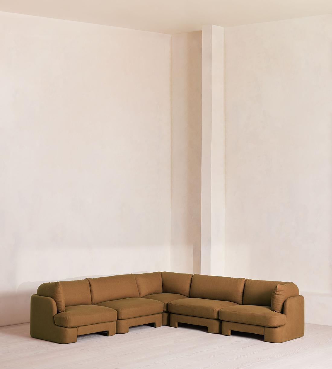 Odell Deeper Sit Sectional Sofa - Corner Sofa - Linen - Ochre - US - Listing - Image 1