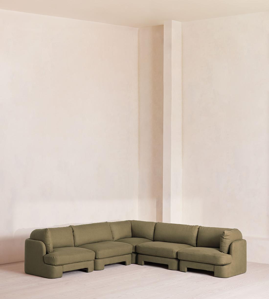 Odell Deeper Sit Sectional Sofa - Corner Sofa - Linen - Sage - US - Listing - Image 1