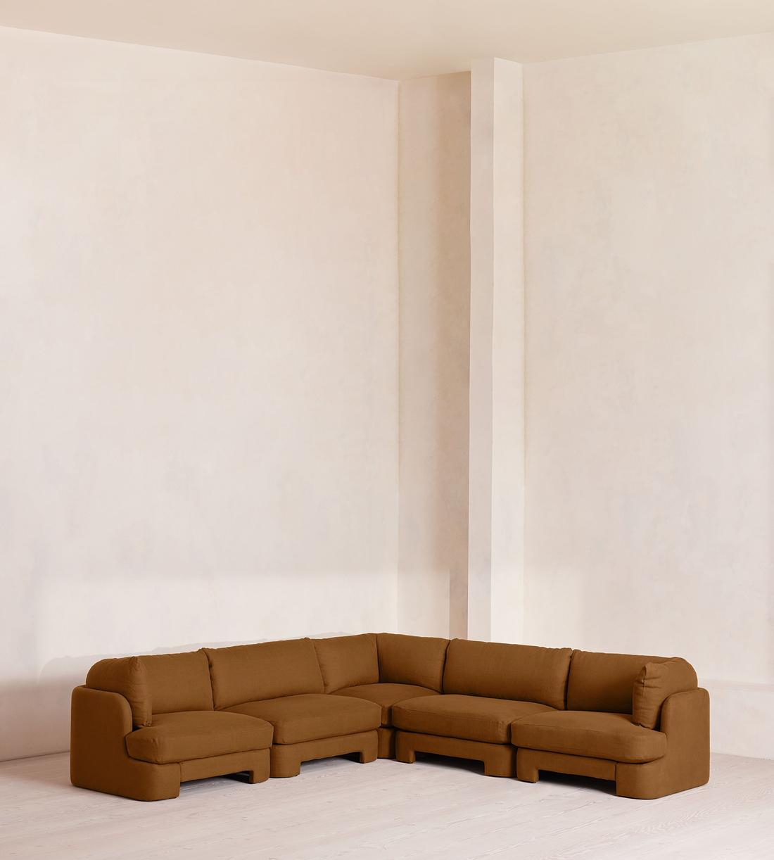 Odell Modular Sofa - Corner Sofa - Linen - Terracotta - UK - Listing - Image 1