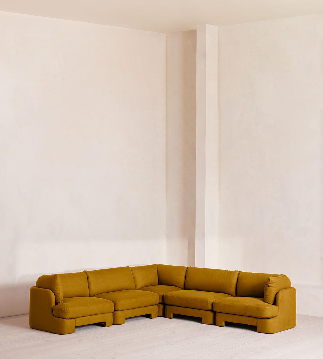 Odell Deeper Sit Sectional Sofa - Corner Sofa - Linen - Turmeric - US - Listing - Image 1