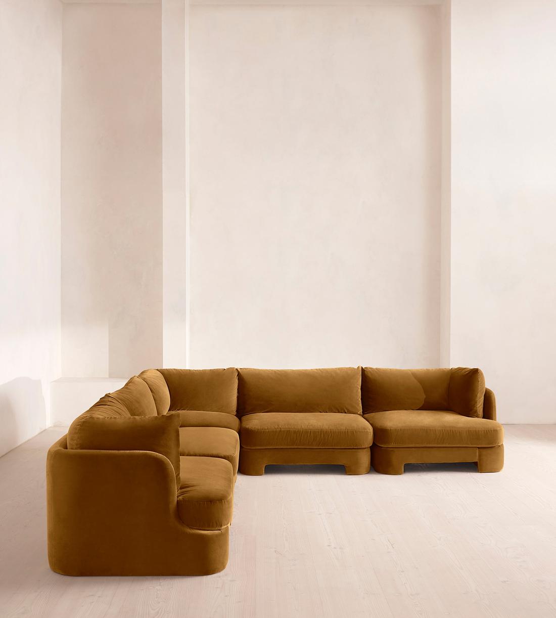 Odell Deeper Sit Sectional Sofa - Corner Sofa - Velvet Mustard US - Images - Image 3