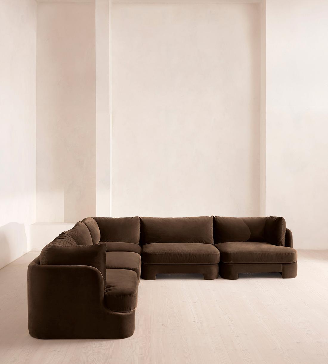 Odell Deeper Sit Sectional Sofa - Corner Sofa - Velvet - Chocolate US - Images - Image 3