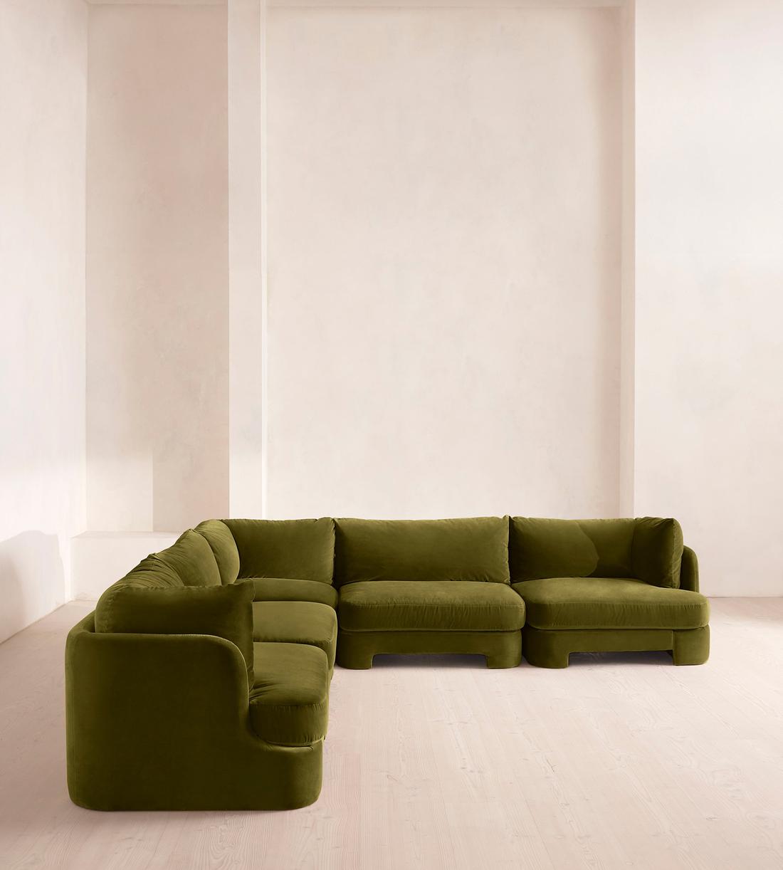 Odell Deeper Sit Sectional Sofa - Corner Sofa - Velvet Olive US - Images - Image 3