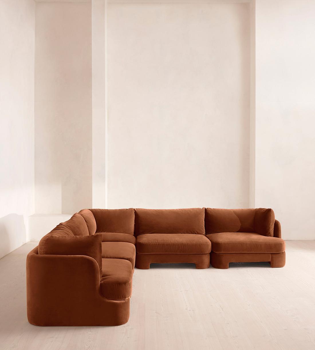 Odell Sectional Sofa - Corner Sofa - Velvet - Cinnamon - US - Images - Image 3