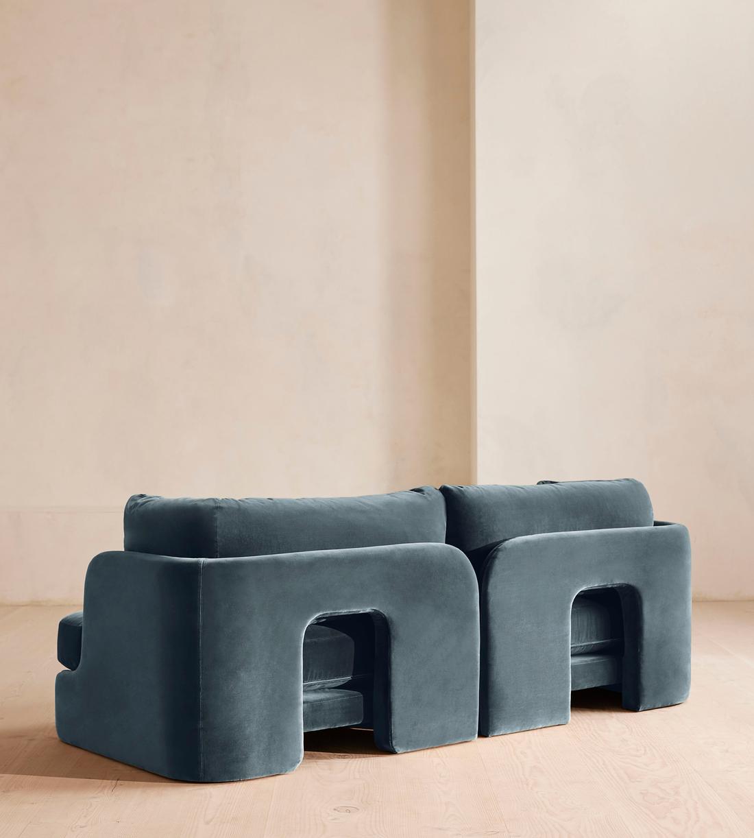 Odell Modular Sofa - Three Seater - Velvet - Grey Blue - Images - Image 5