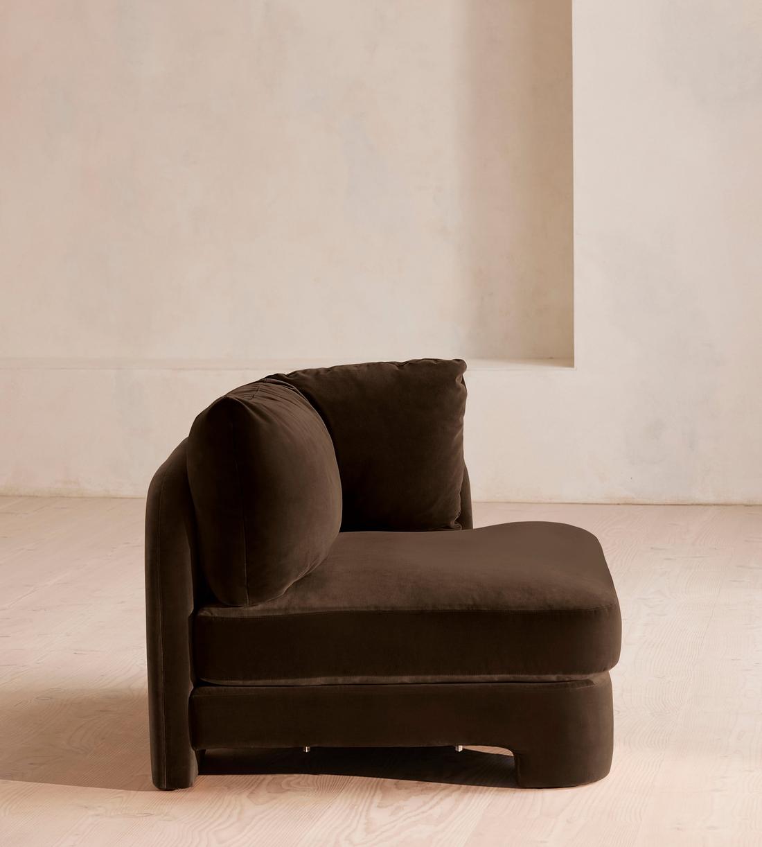 Odell Deeper Sit Modular Sofa - Right Arm Module - Velvet - Chocolate - Image 10