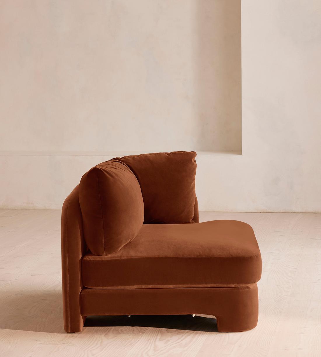 Odell Modular Sofa - Left Arm Module - Velvet - Cinnamon - UK - Image 8