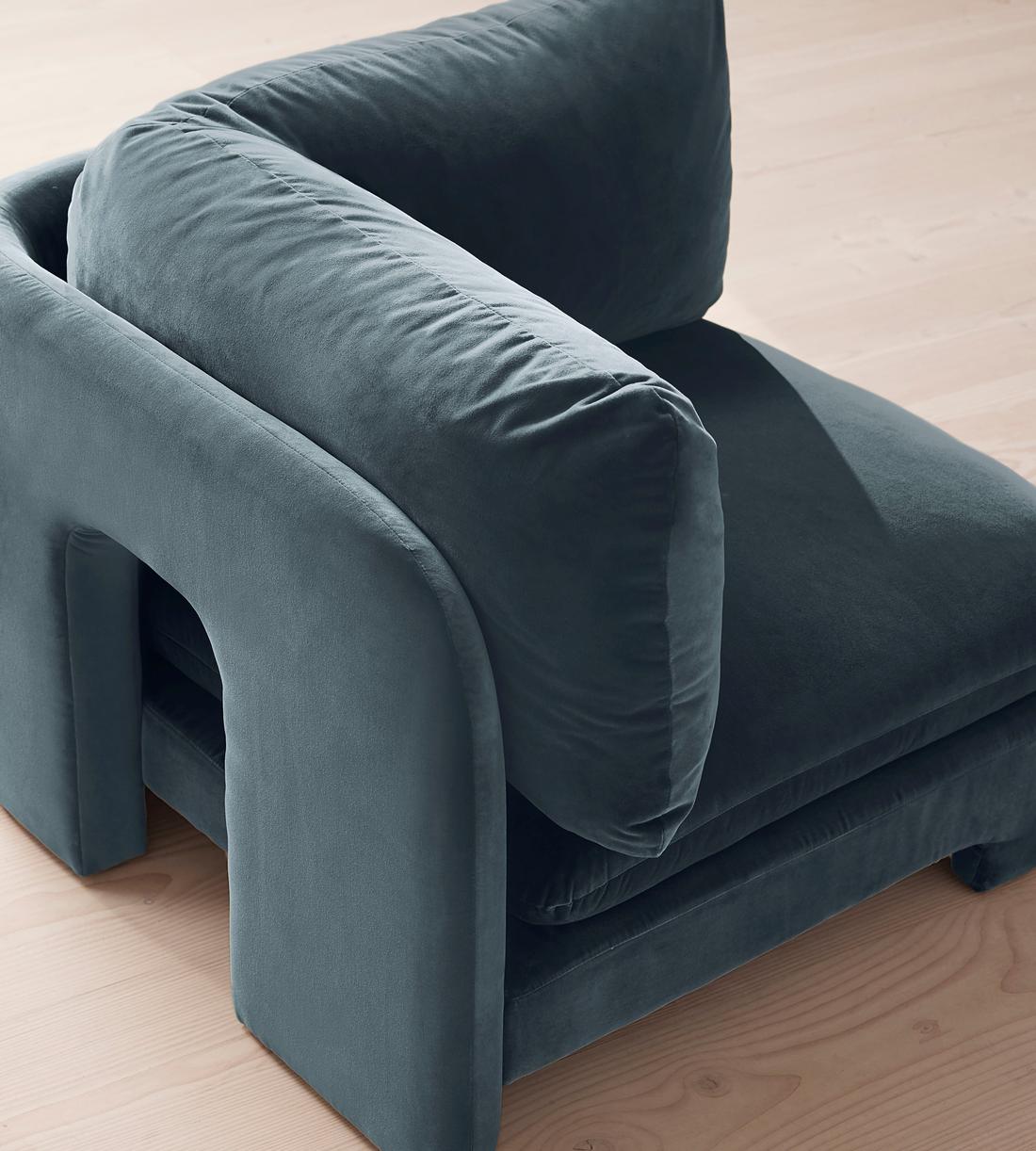 Odell Deeper Sit Sectional Sofa - Corner Module - Grey Blue Velvet - US - Image 9