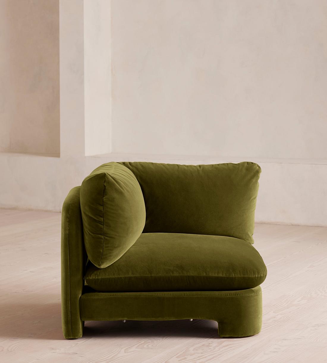 Odell Deeper Sit Modular Sofa - Right Arm Module - Olive Velvet - Image 8